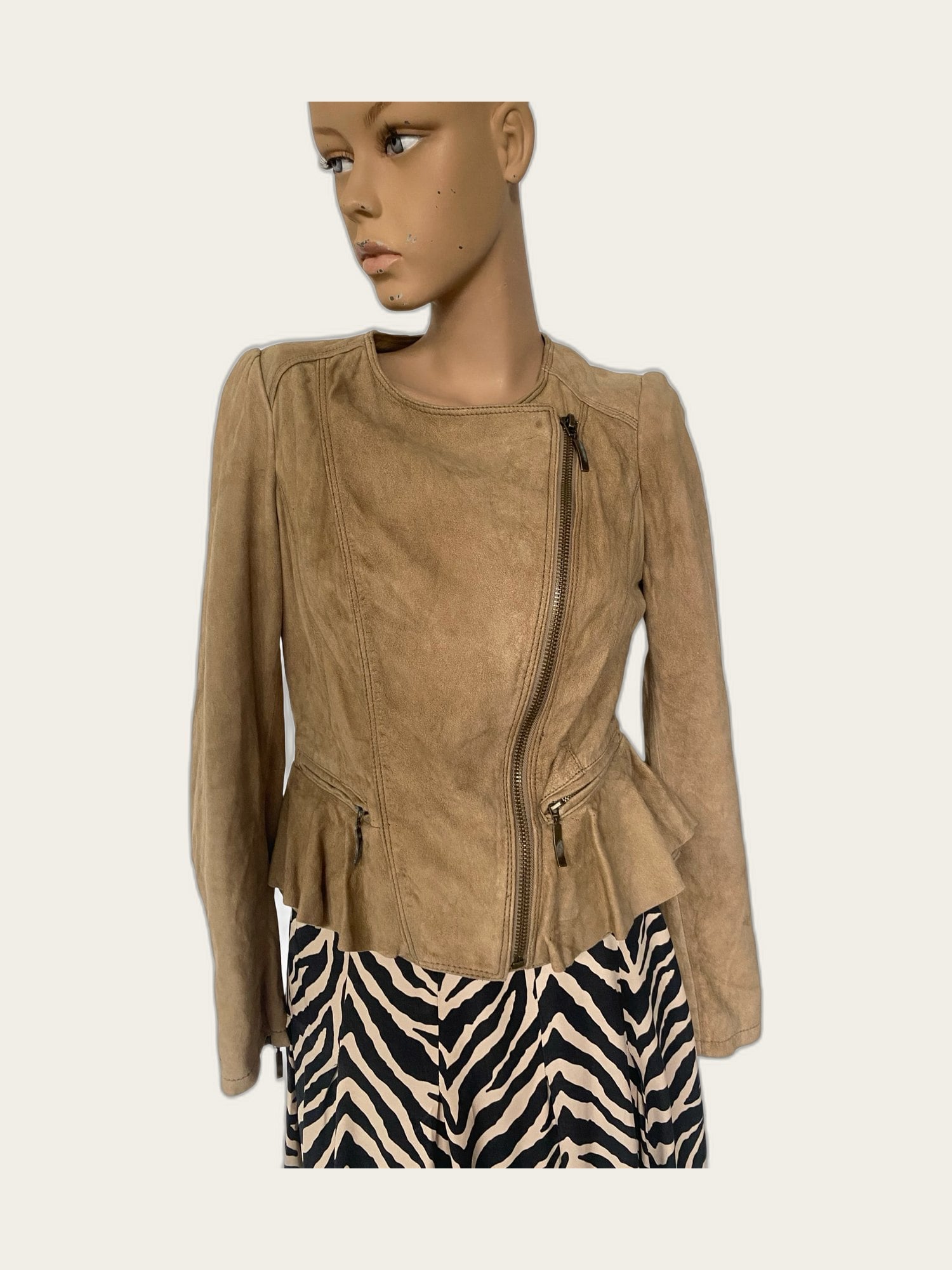 Suède bikers jacket peplum