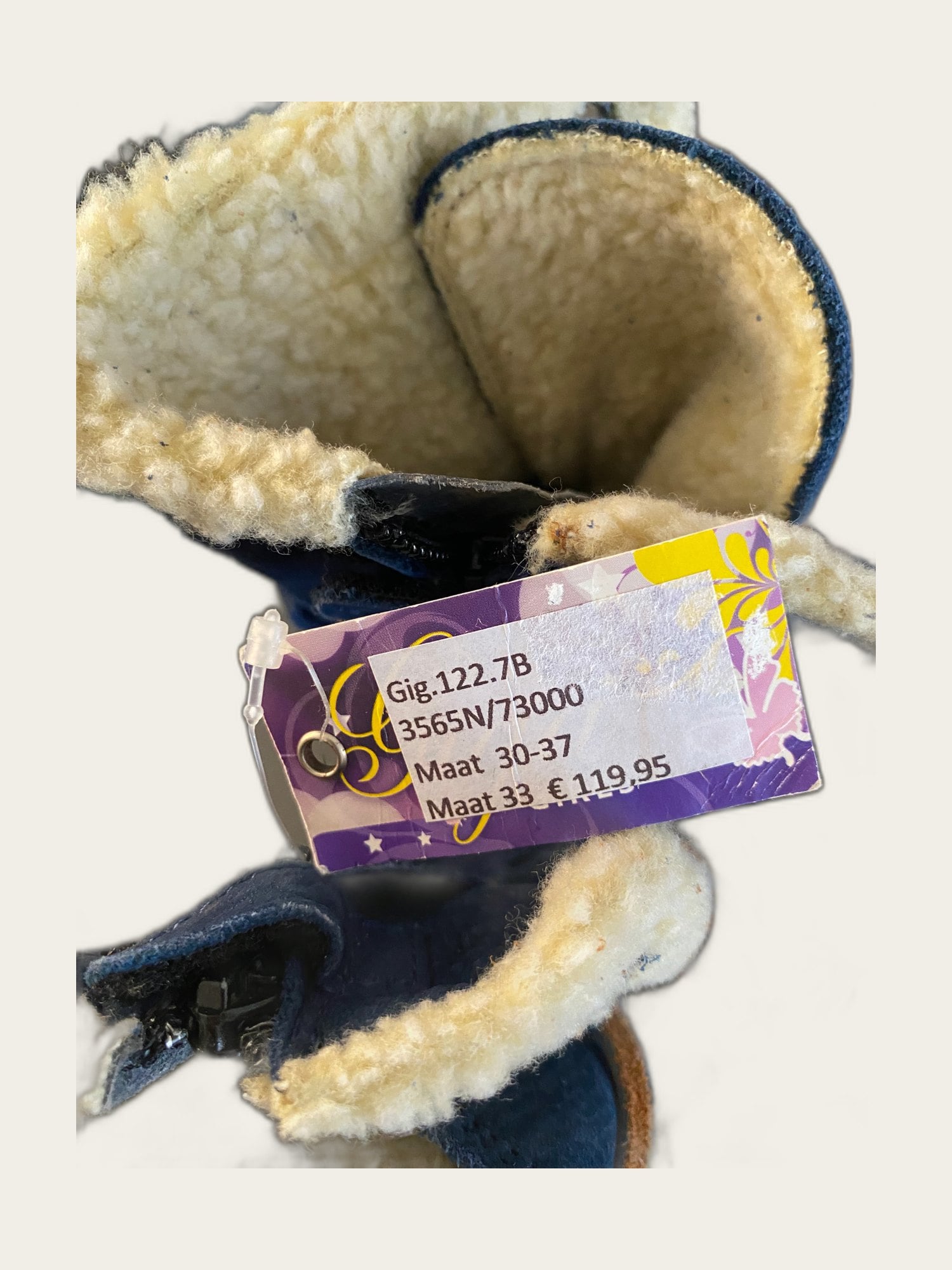 Suède veterboots met bont-voering maat 33