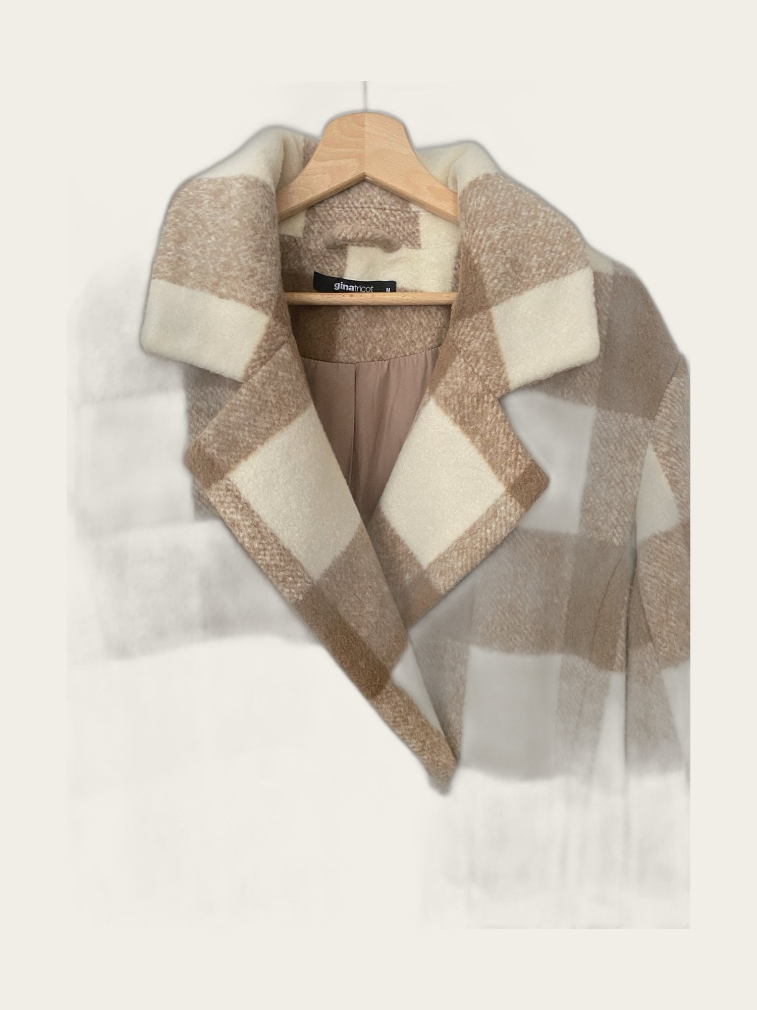 Geruite lange oversized overjas met wol
