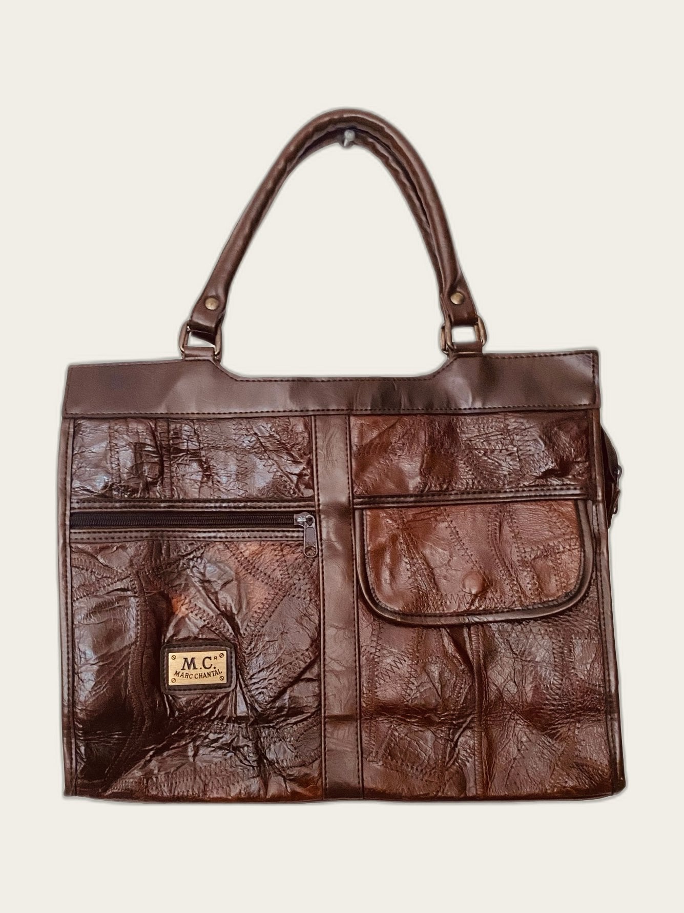 Vintage leren patchwork handtas