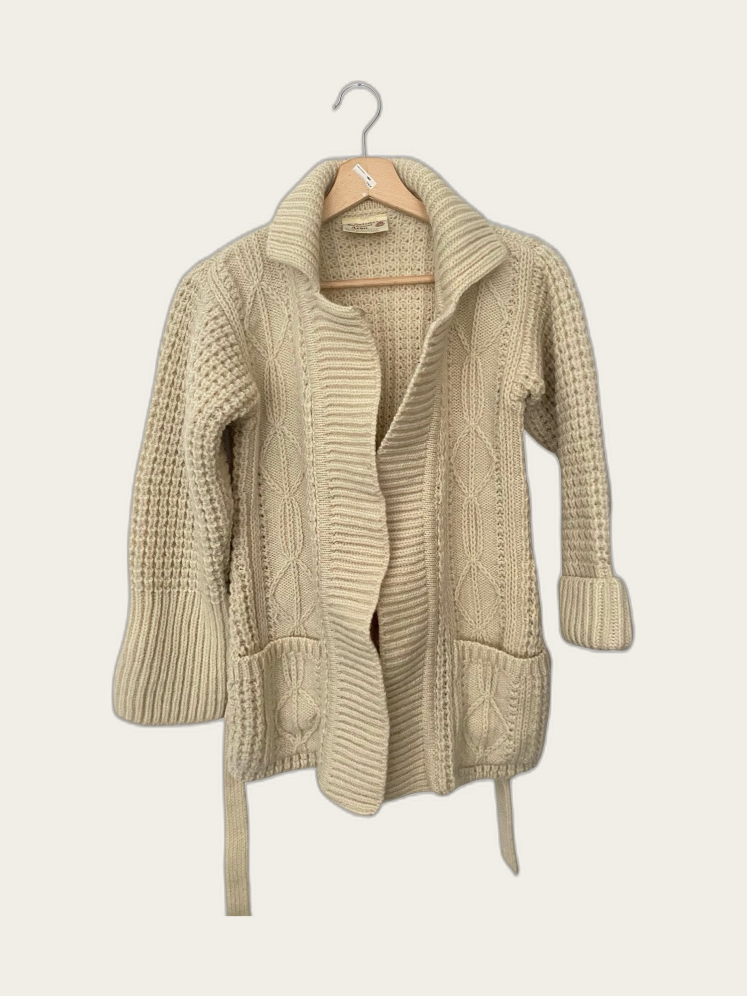 Prachtige dikke vintage wollen Iers Aran vest