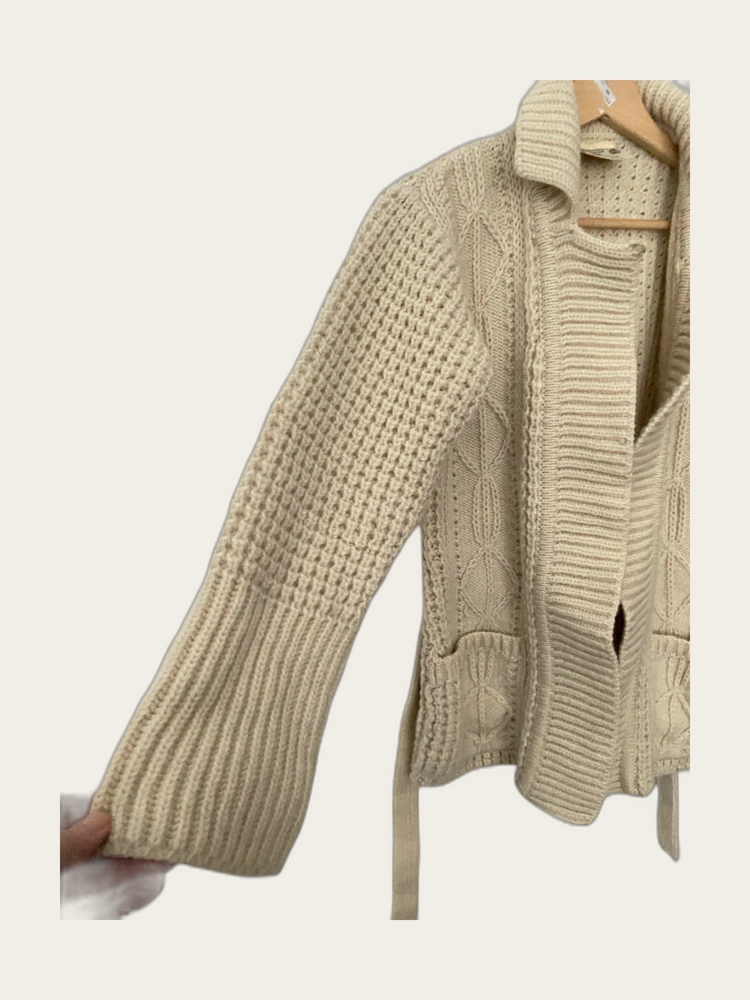 Prachtige dikke vintage wollen Iers Aran vest