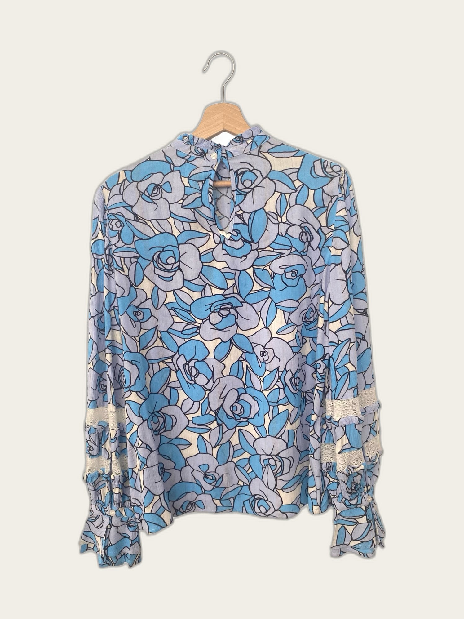 Boho blouse met kant in mouw
