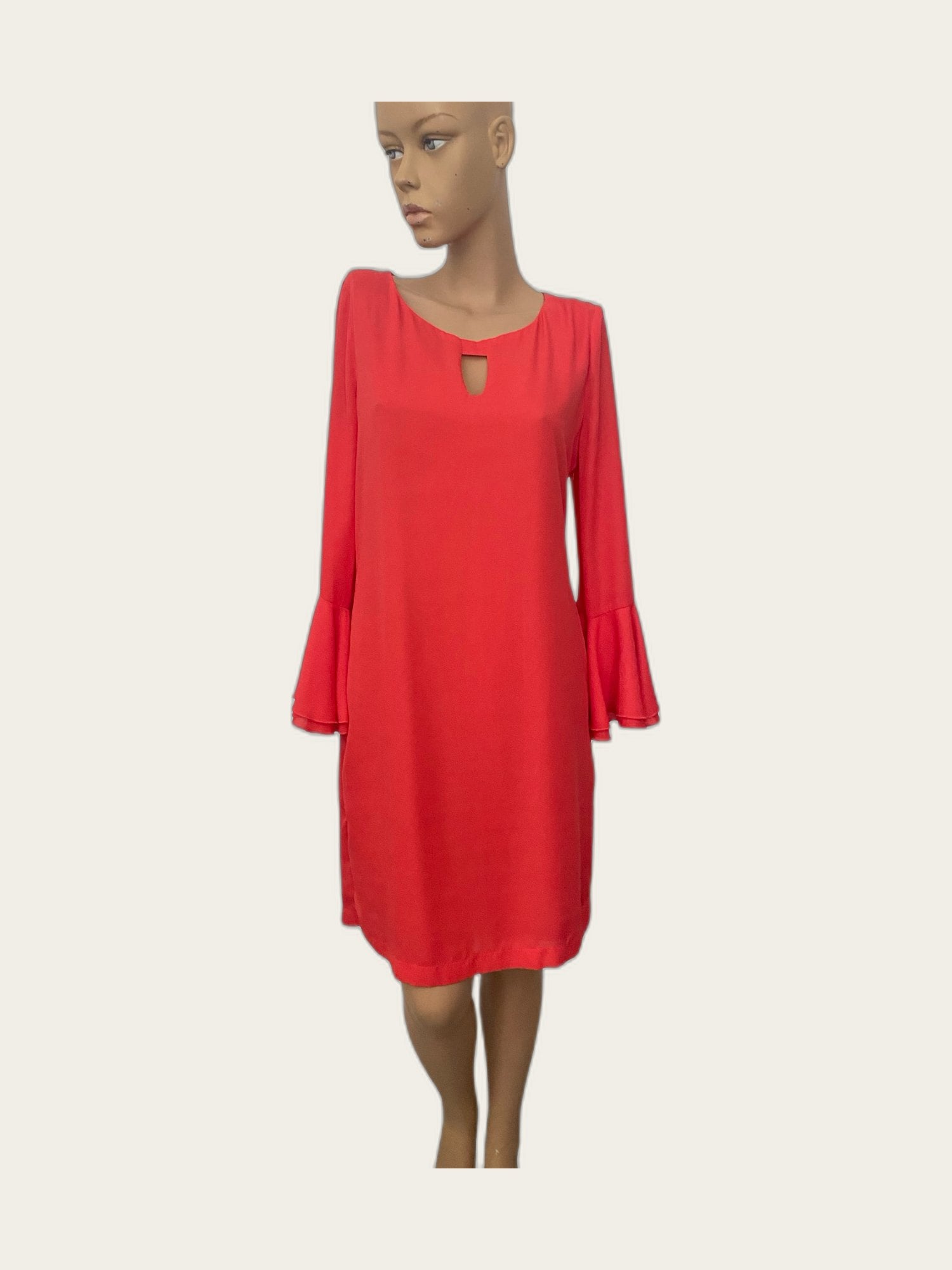 Jurk midi met trompetmouwen