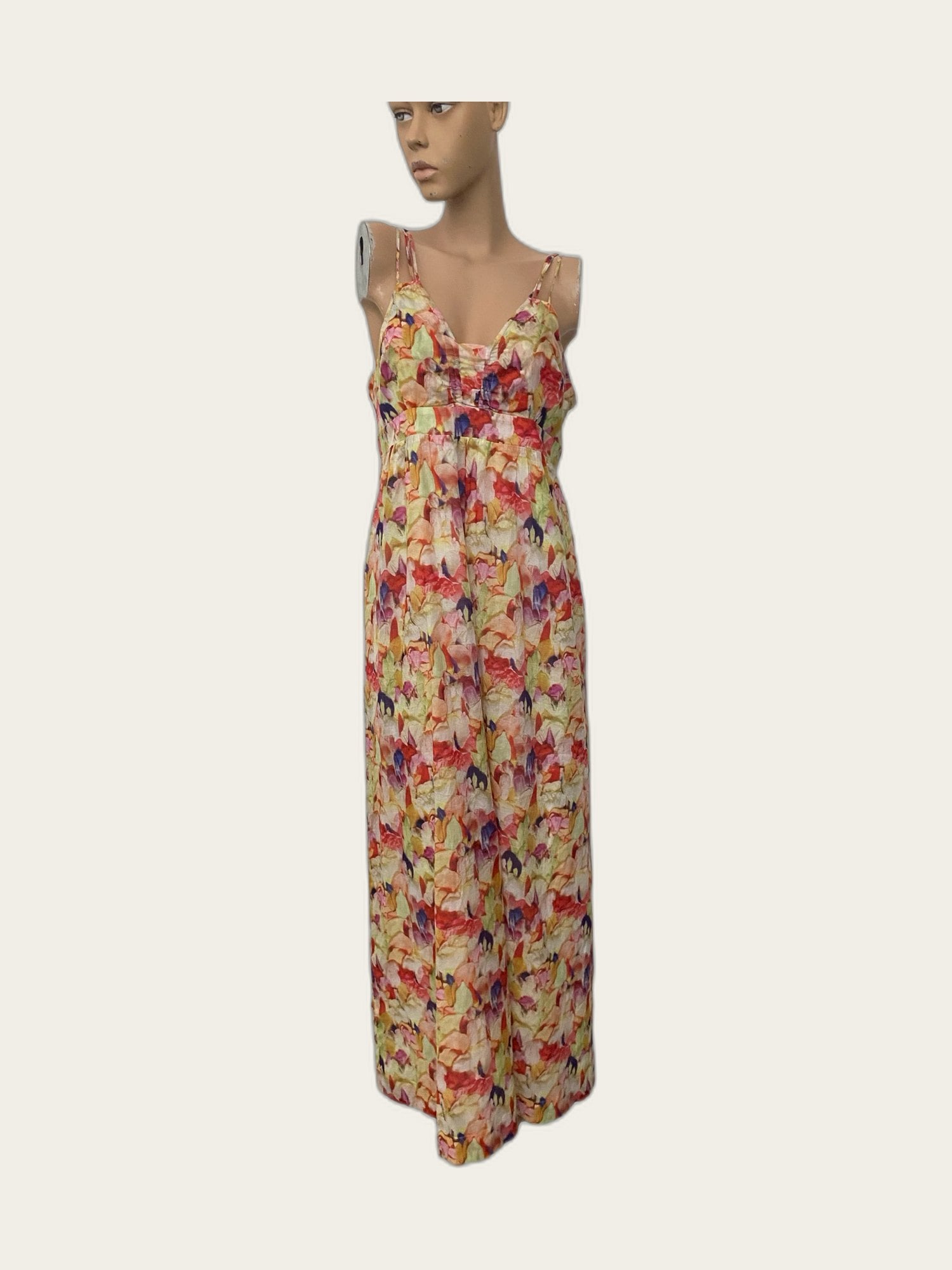Romantisch gebloemde maxijurk katoen soft colours