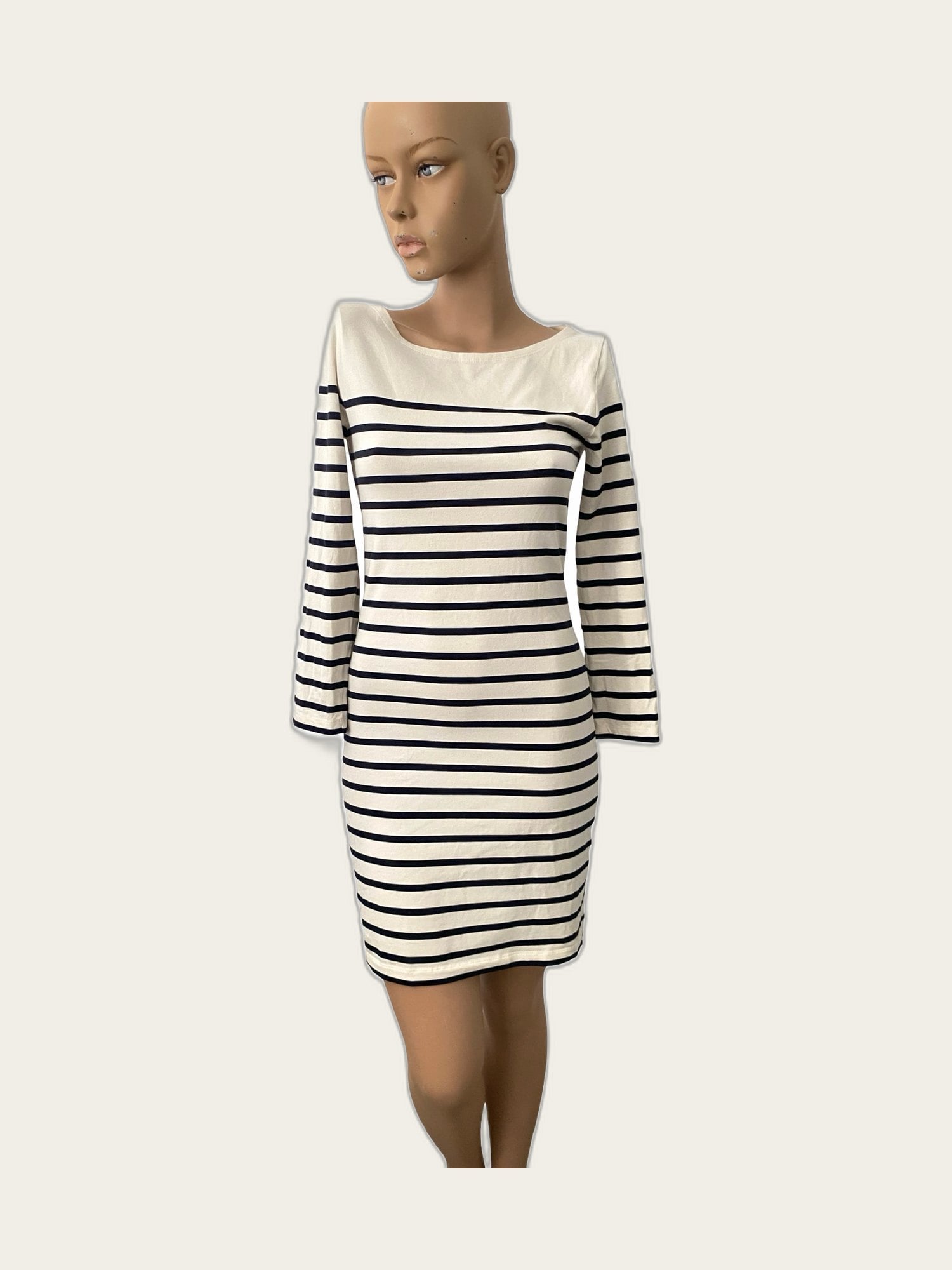 Scandi minimalistische Bretonse streep tricot jurk