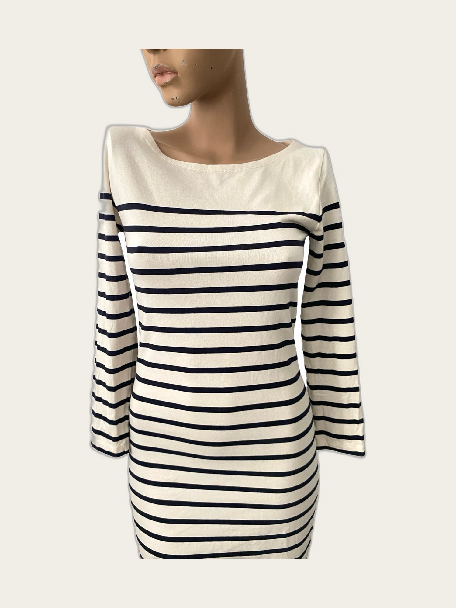 Scandi minimalistische Bretonse streep tricot jurk