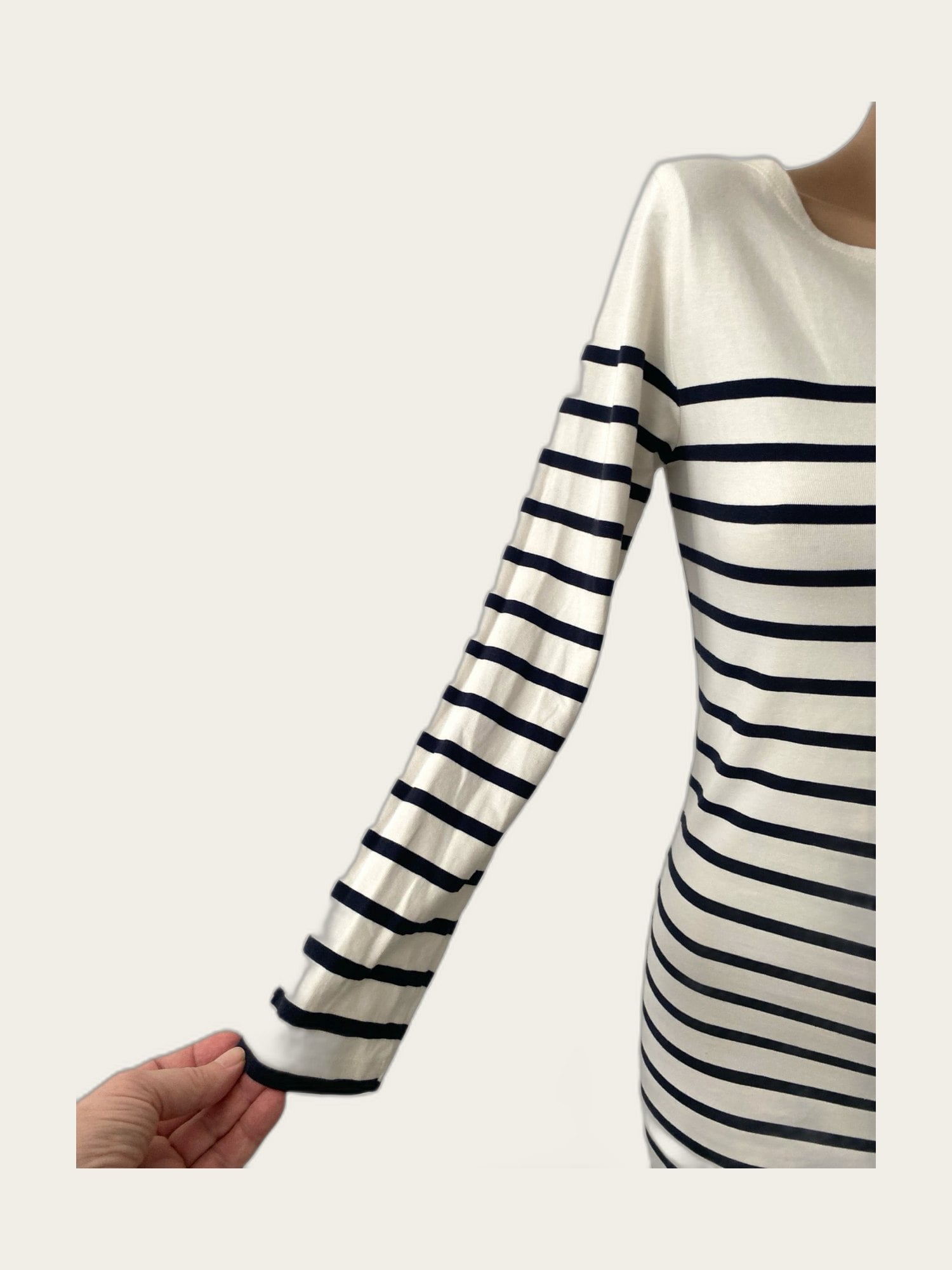 Scandi minimalistische Bretonse streep tricot jurk