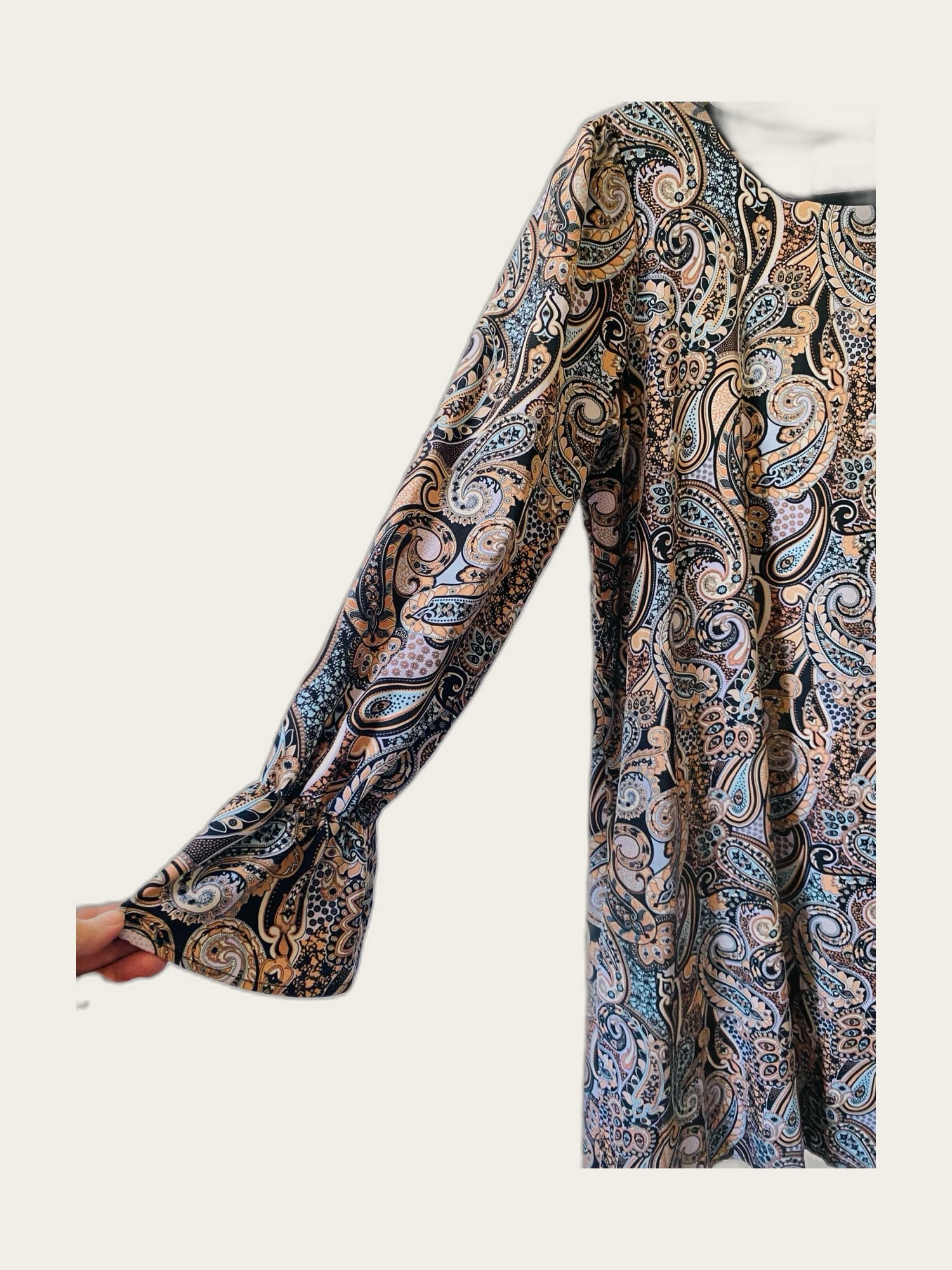 Boho Paisley jurk lange mouw