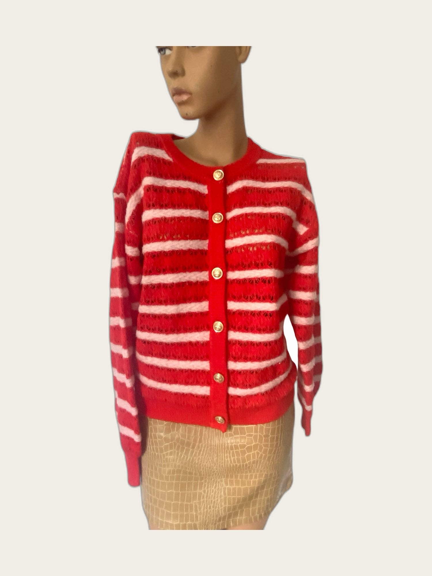 Amour gebreid gestreept vest