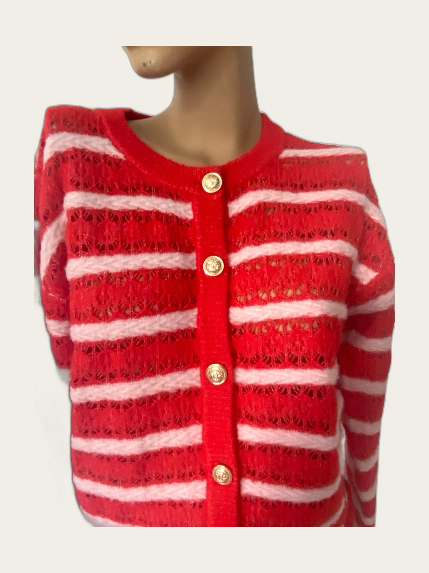 Amour gebreid gestreept vest