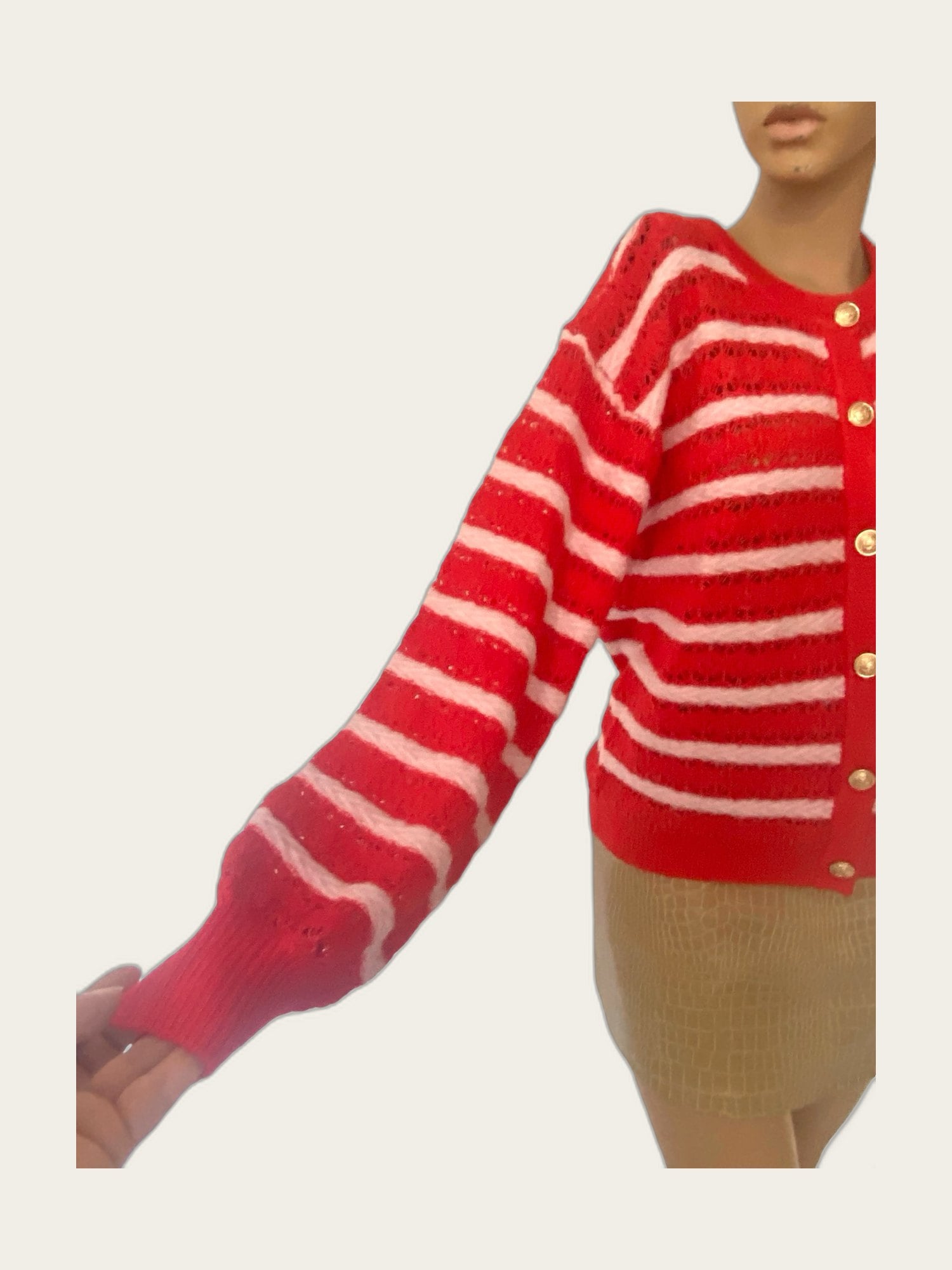 Amour gebreid gestreept vest