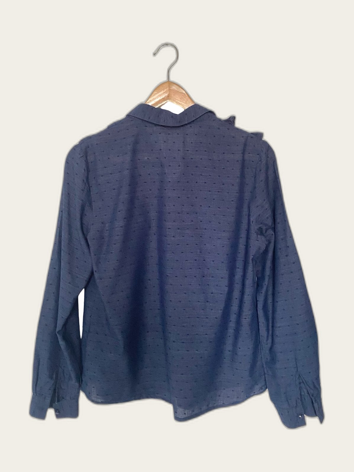 Blouse lange mouw met ruches rondom hals