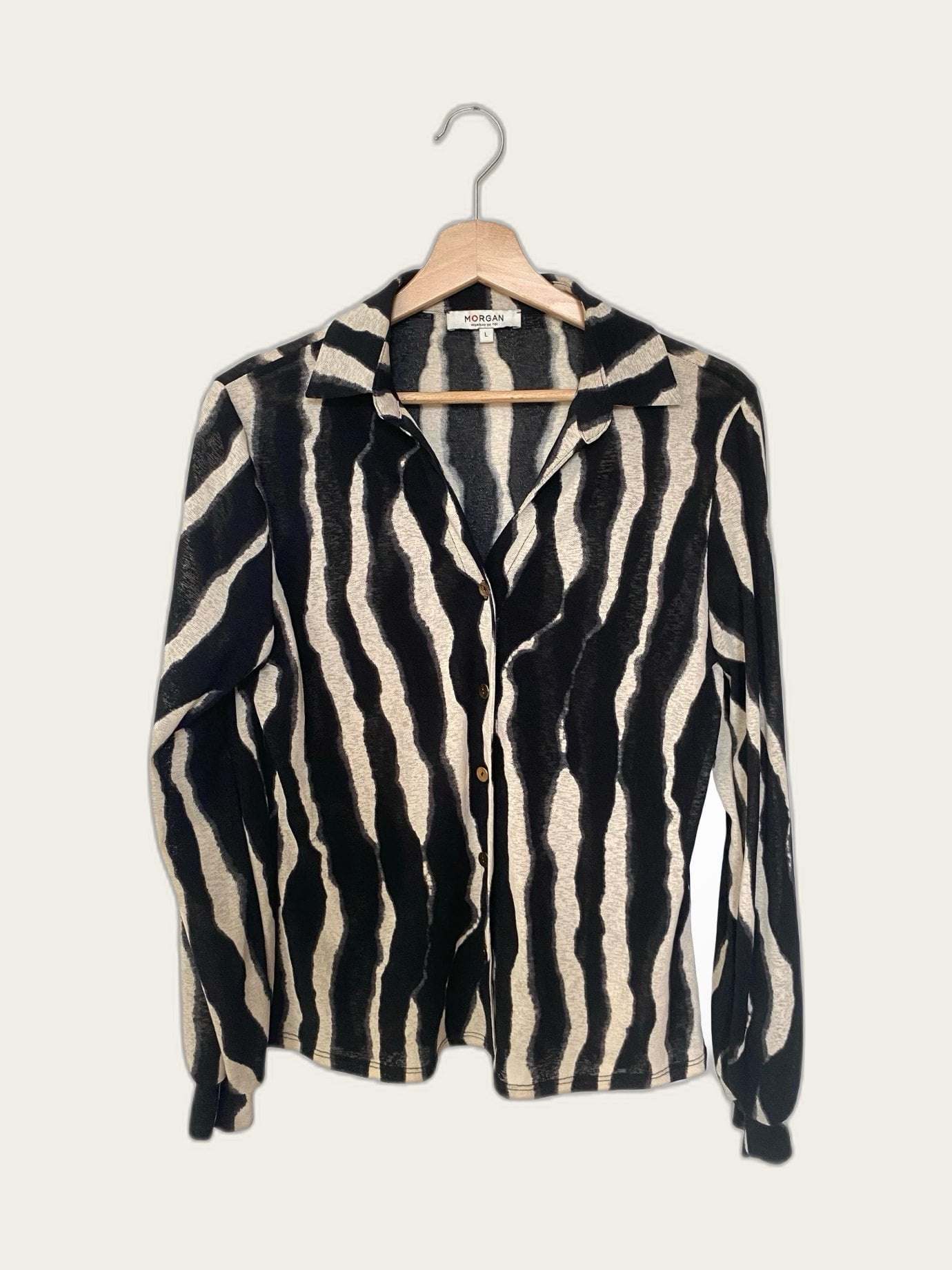 Tricot blouse lange mouw zebraprint