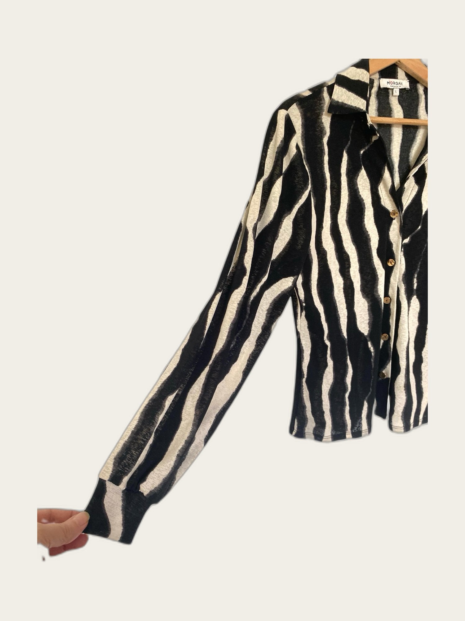 Tricot blouse lange mouw zebraprint