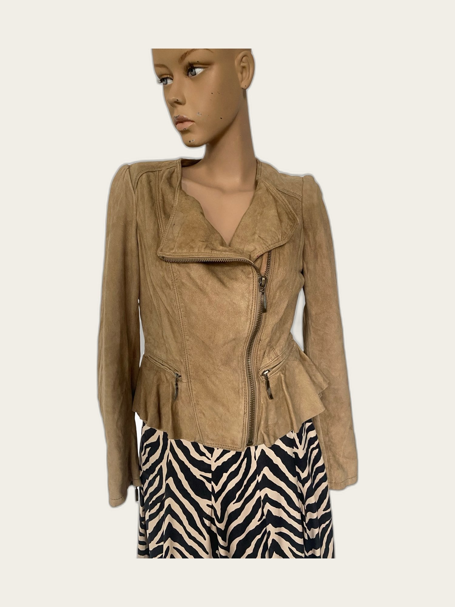 Suède bikers jacket peplum