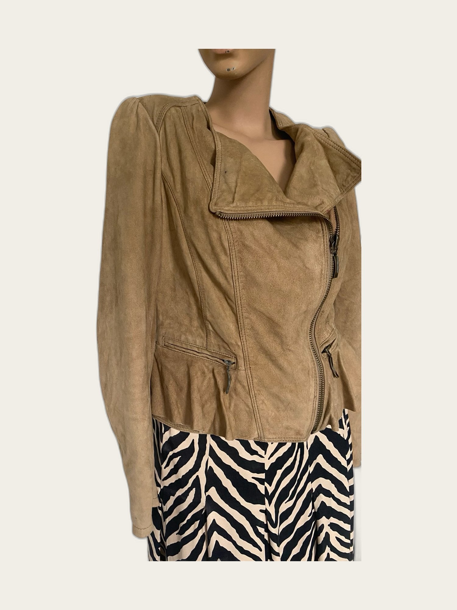 Suède bikers jacket peplum