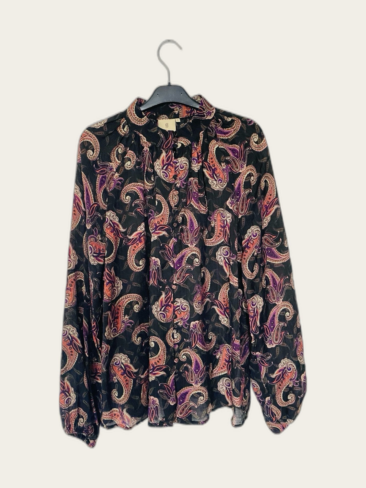 Blouse lange mouw en hoge hals