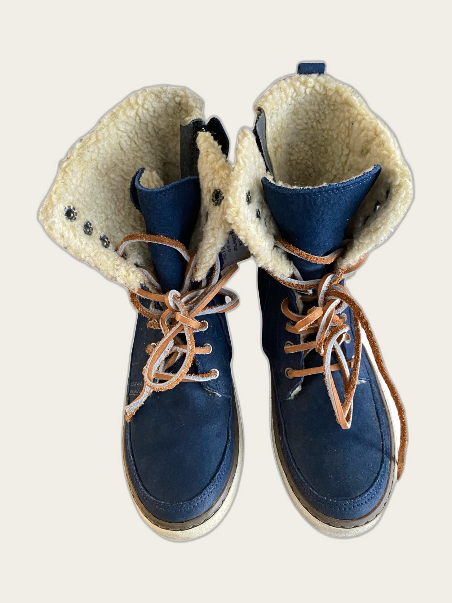 Suède veterboots met bont-voering maat 33