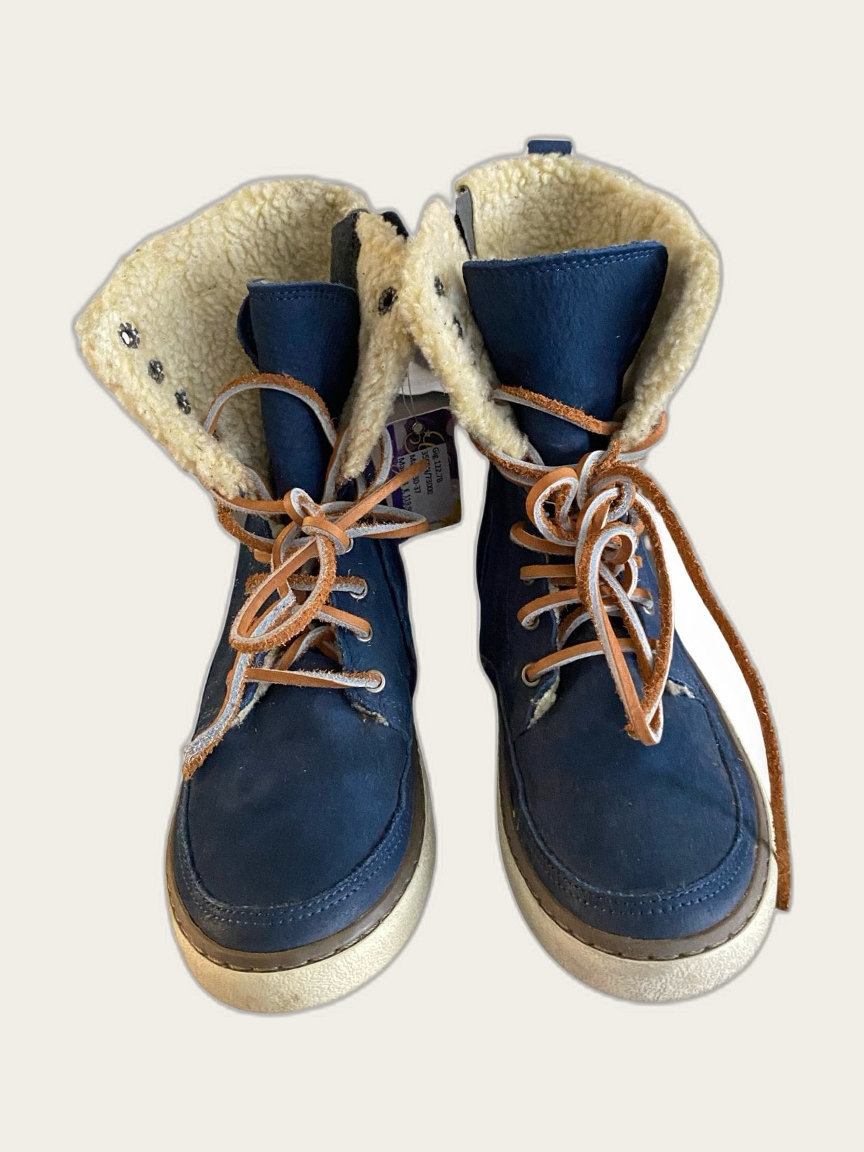 Suède veterboots met bont-voering maat 33