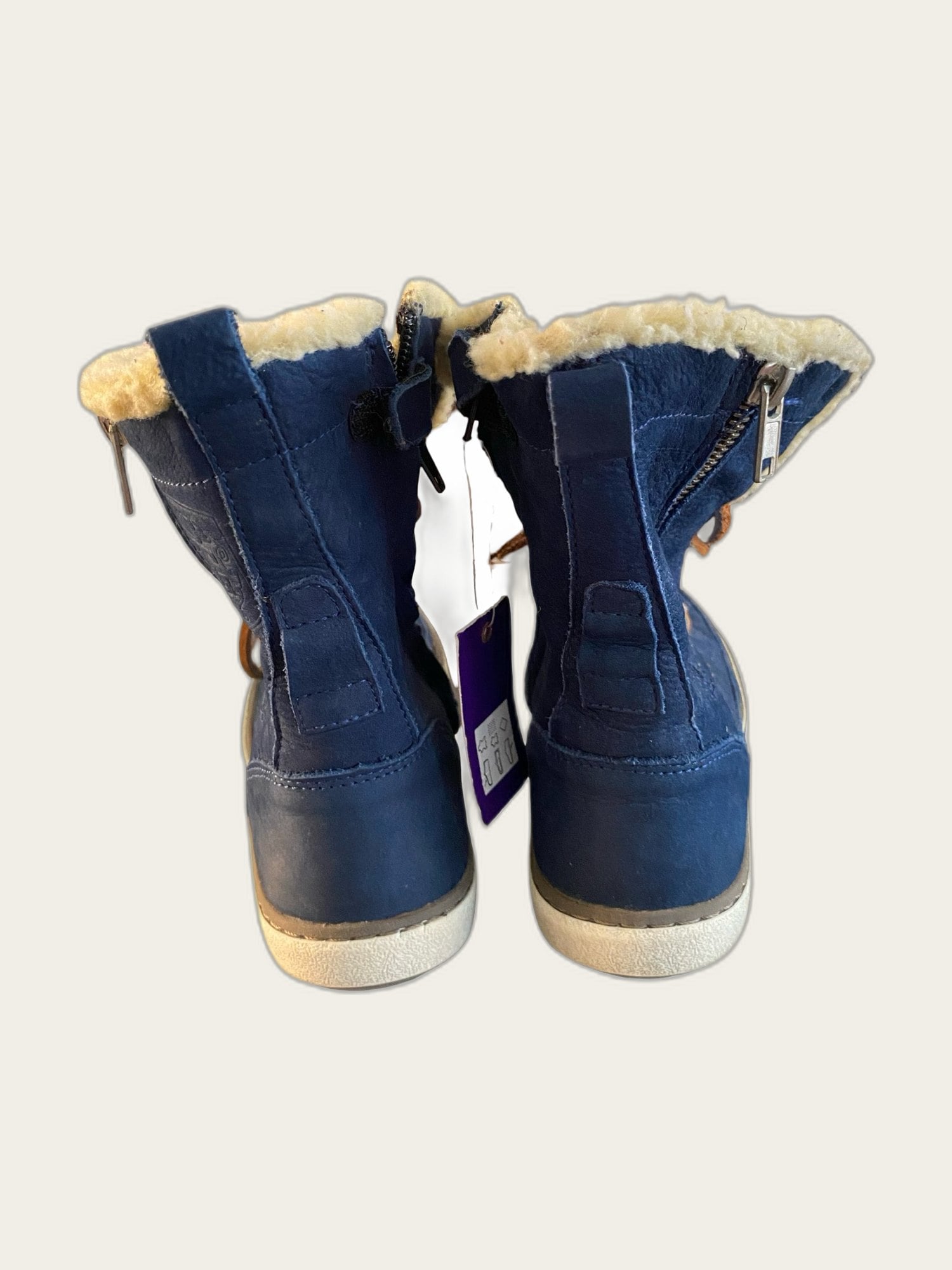 Suède veterboots met bont-voering maat 33