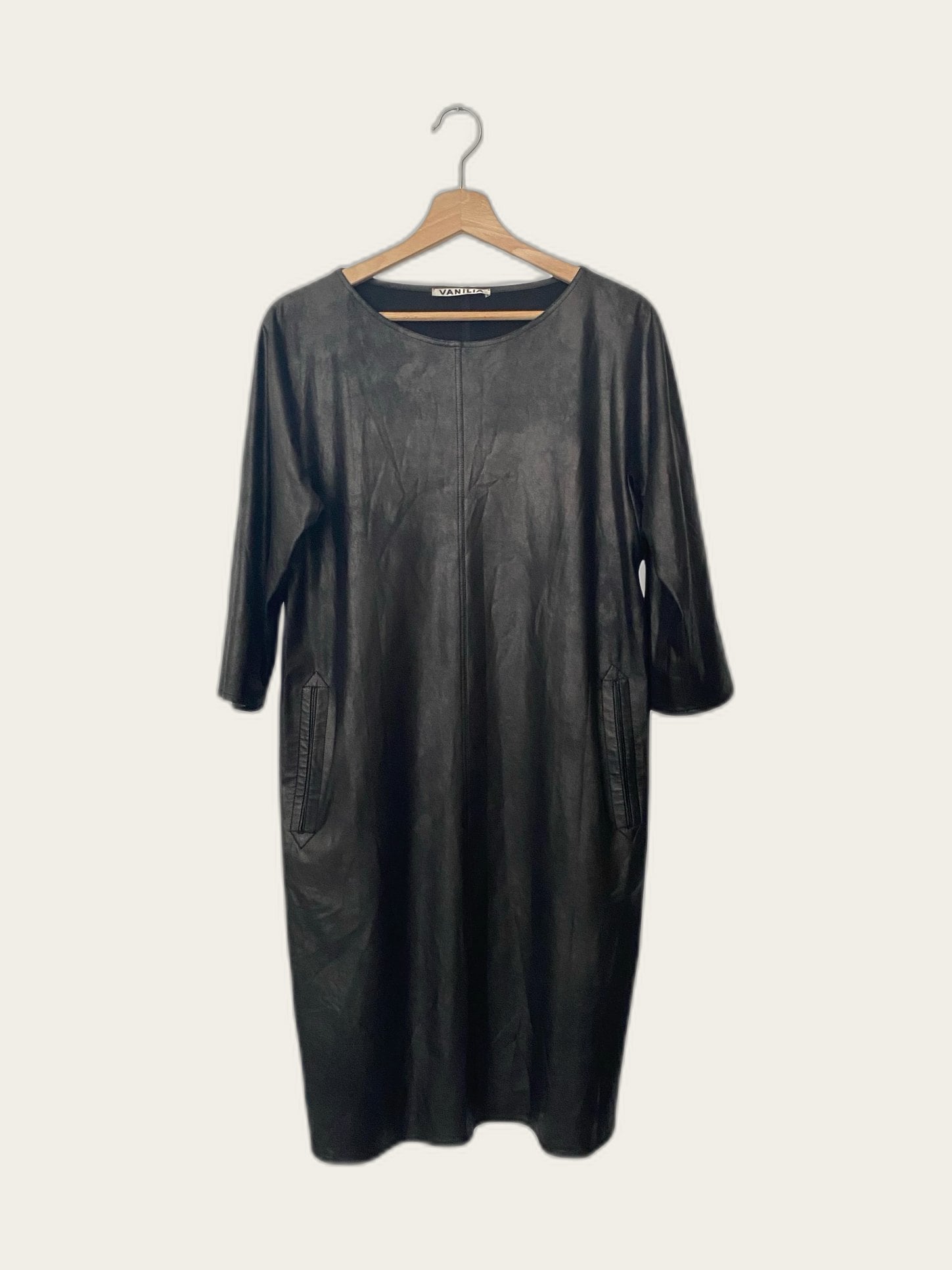 Leather look A-lijn jurk met zakken