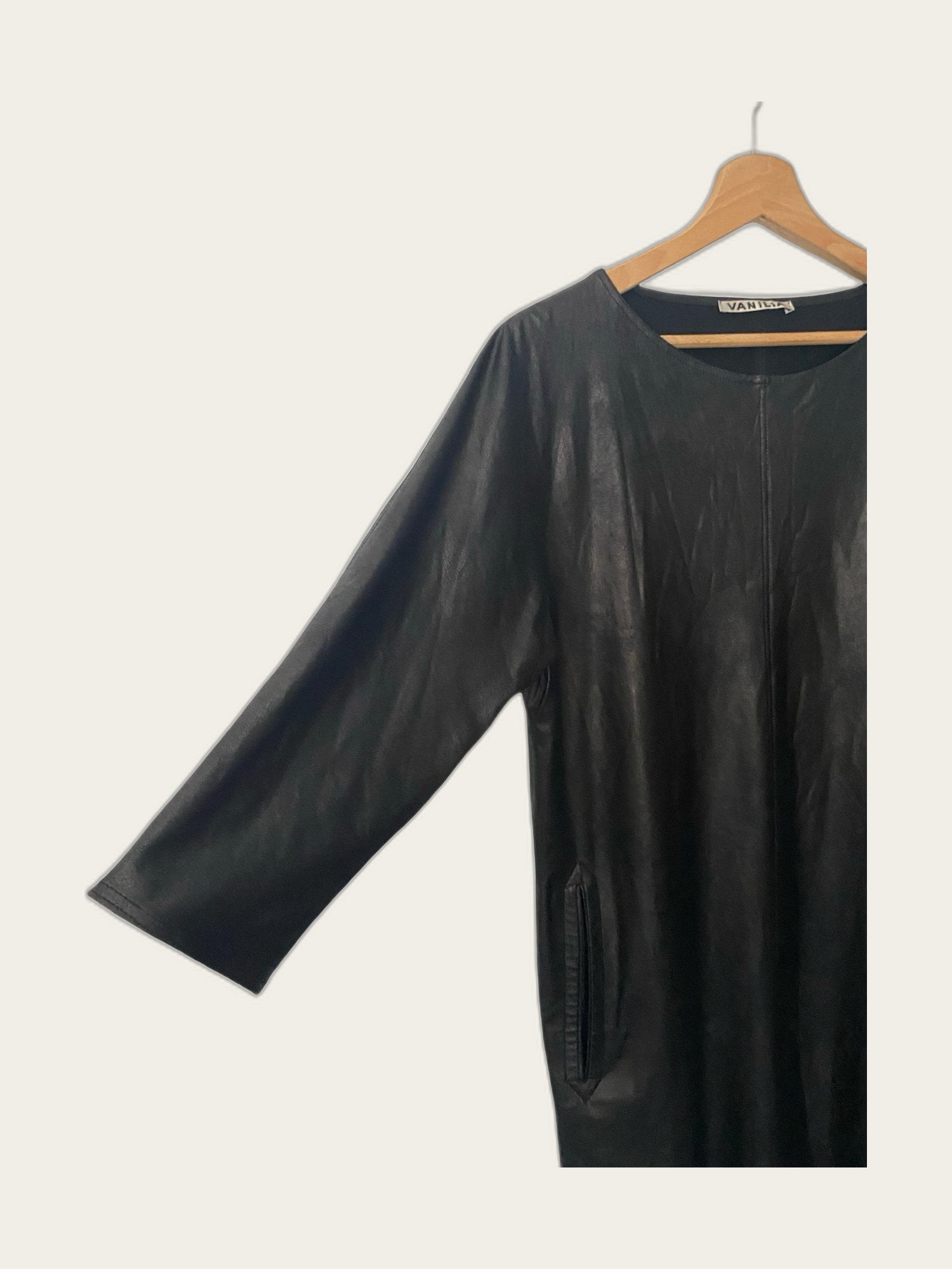 Leather look A-lijn jurk met zakken