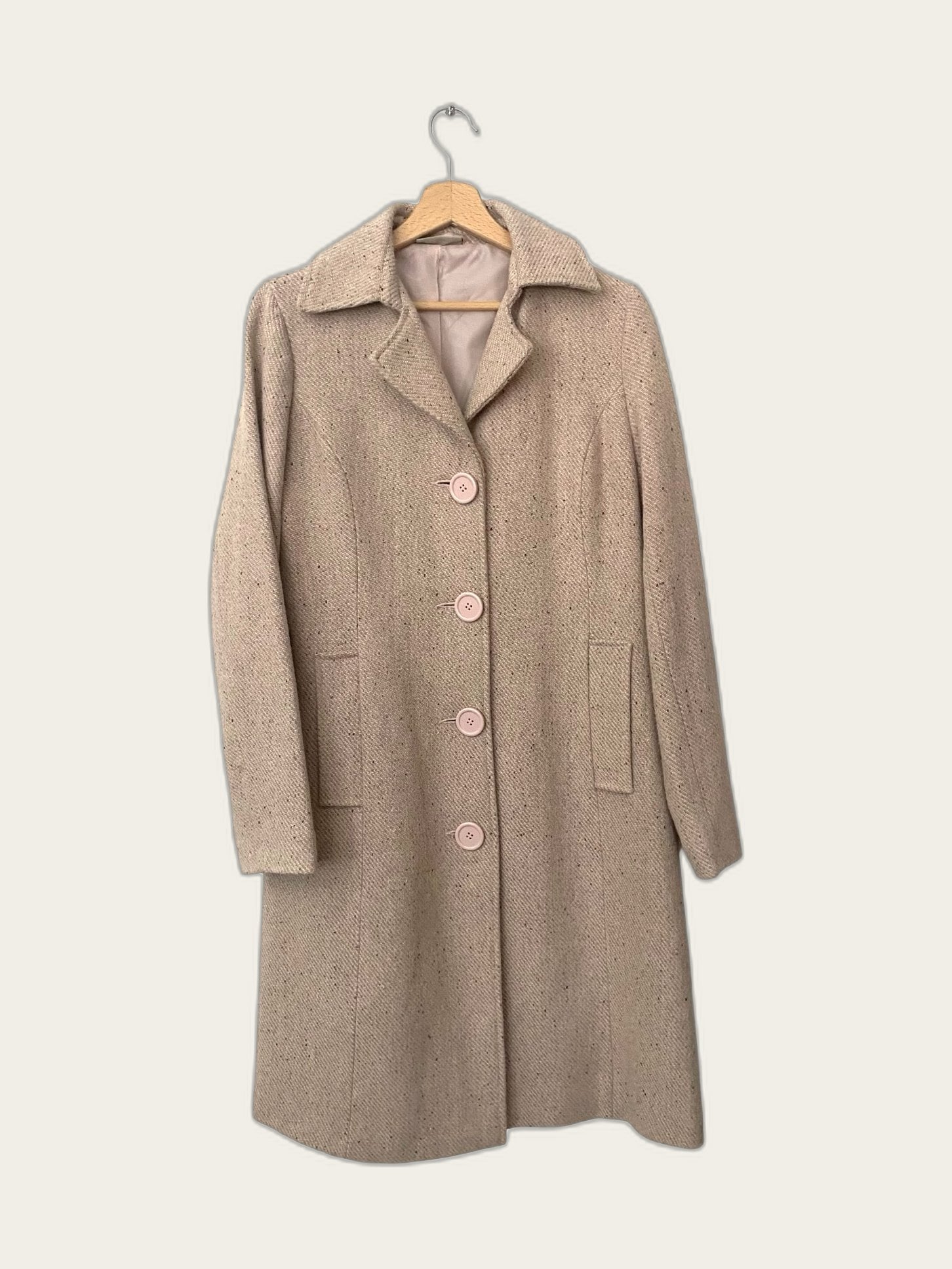 Vintage retro 60s 70s halflange wollen tweed winterjas