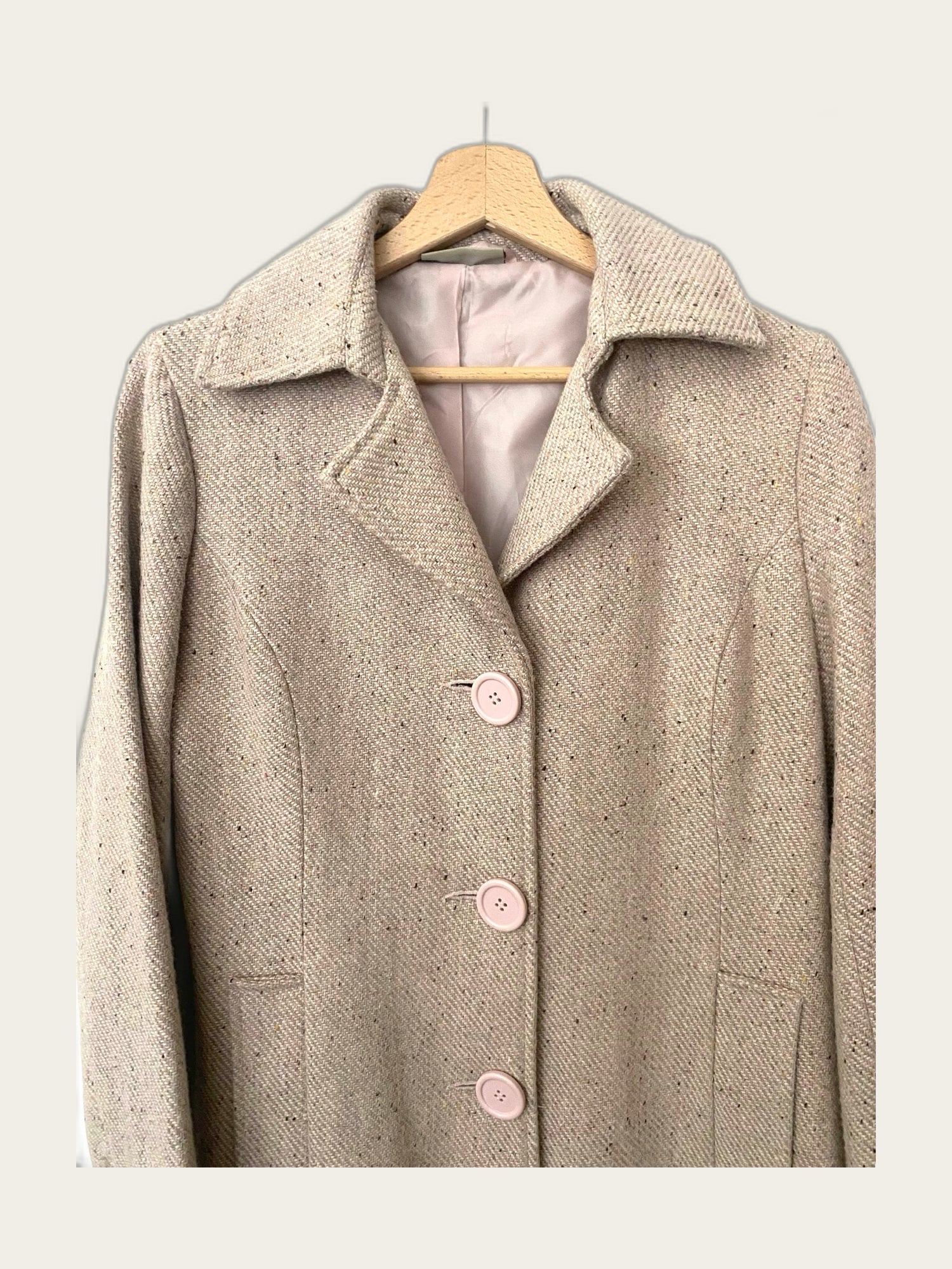 Vintage retro 60s 70s halflange wollen tweed winterjas
