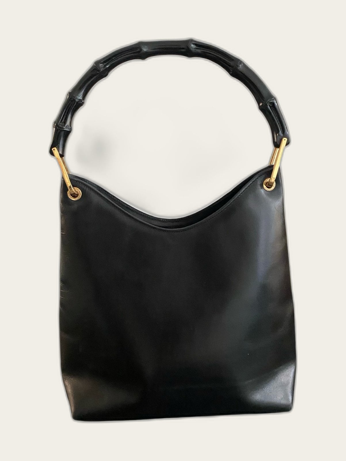 Bamboo hobo handtas leder