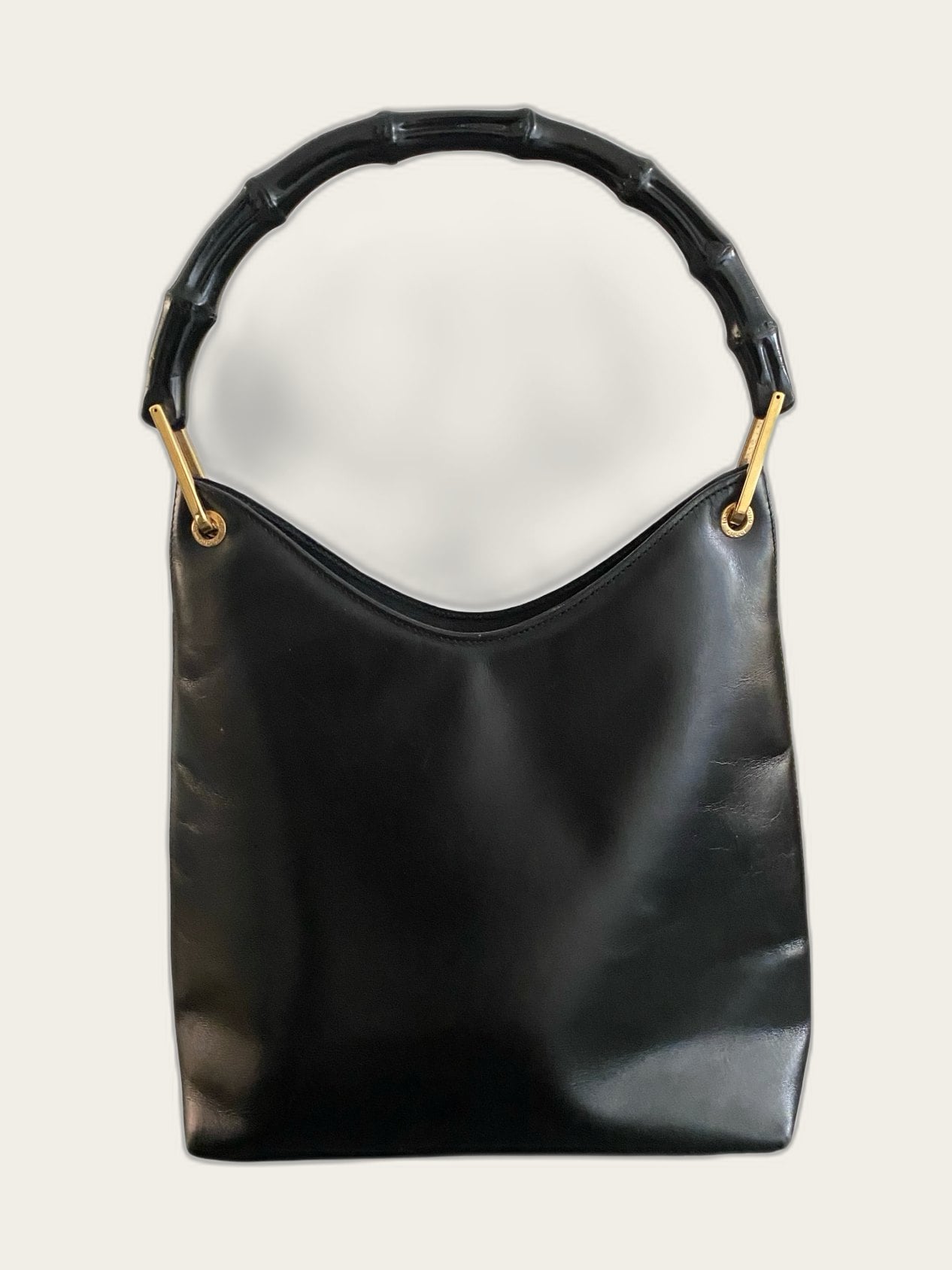Bamboo hobo handtas leder