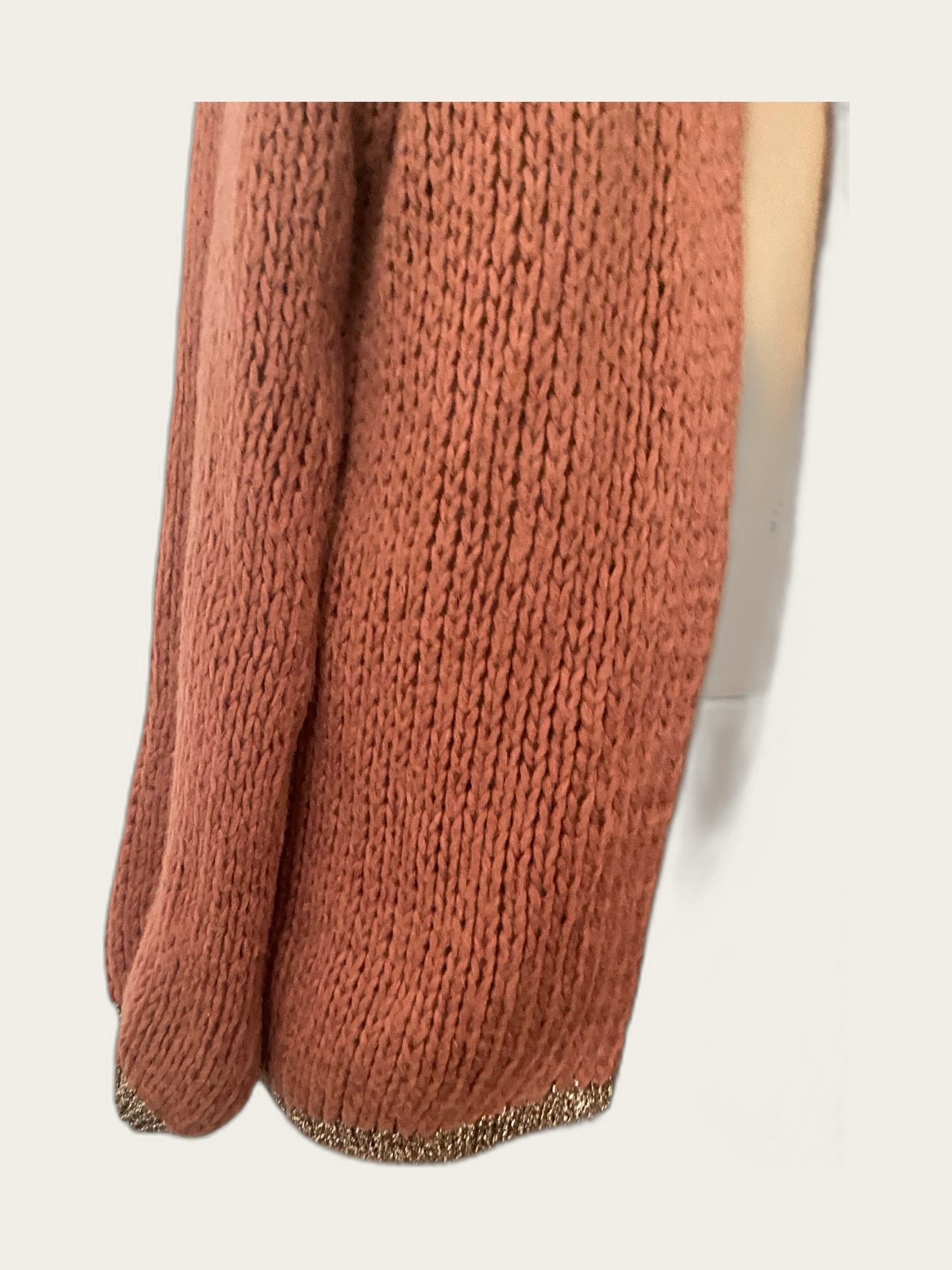 Grof gebreid oversized vest mohair met goud glitter randje