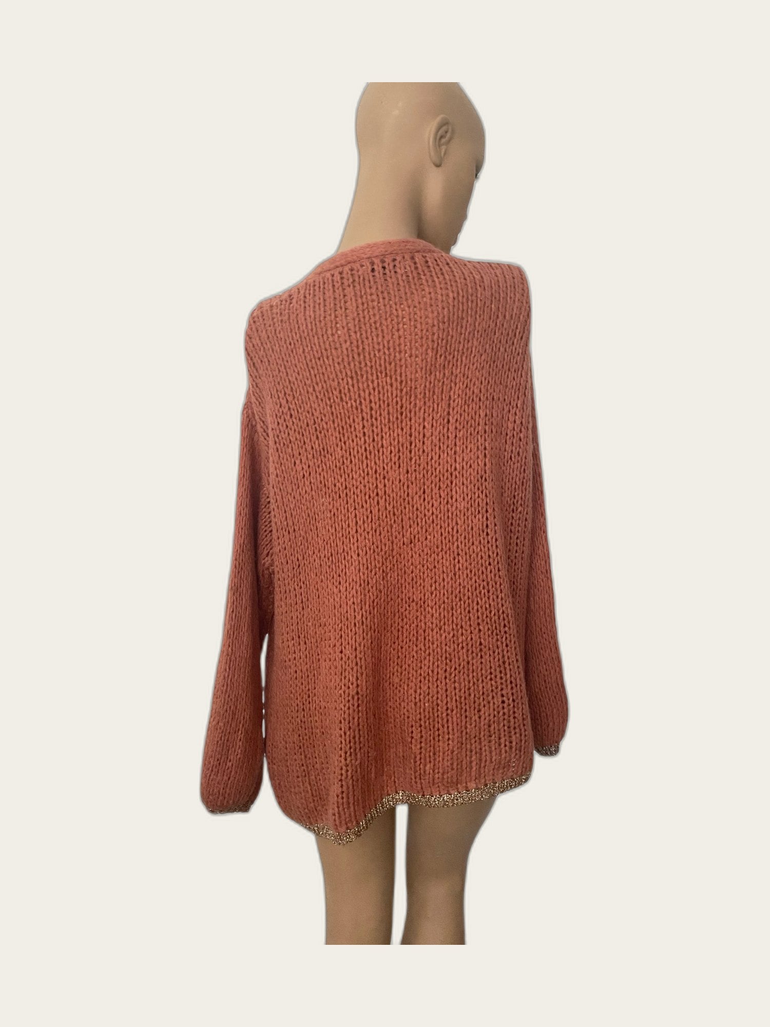 Grof gebreid oversized vest mohair met goud glitter randje