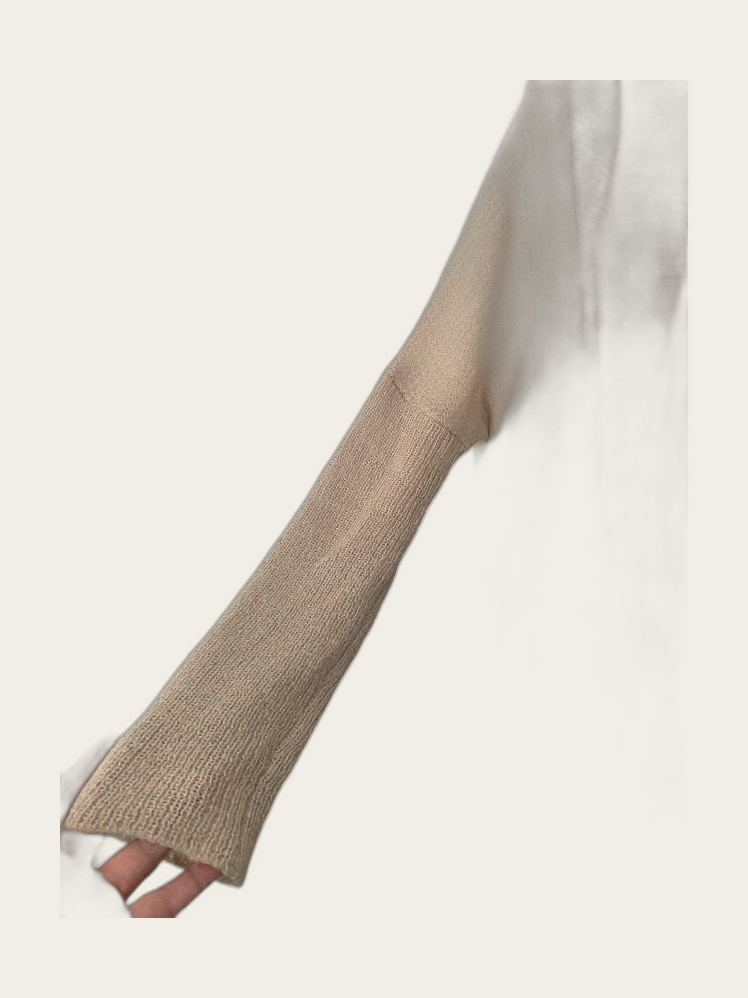 Lang gebreid mohair vest met sjaalkraag