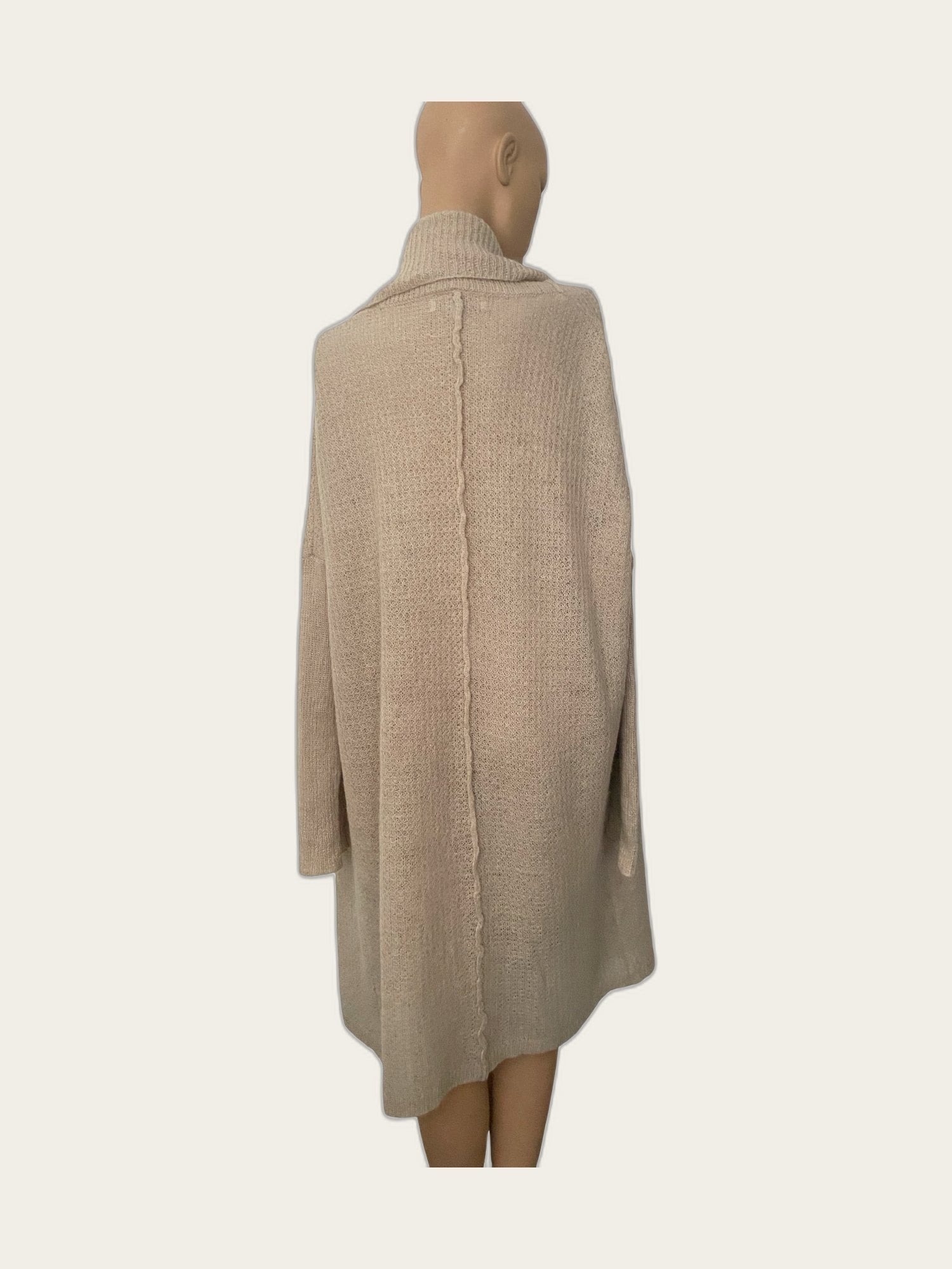 Lang gebreid mohair vest met sjaalkraag