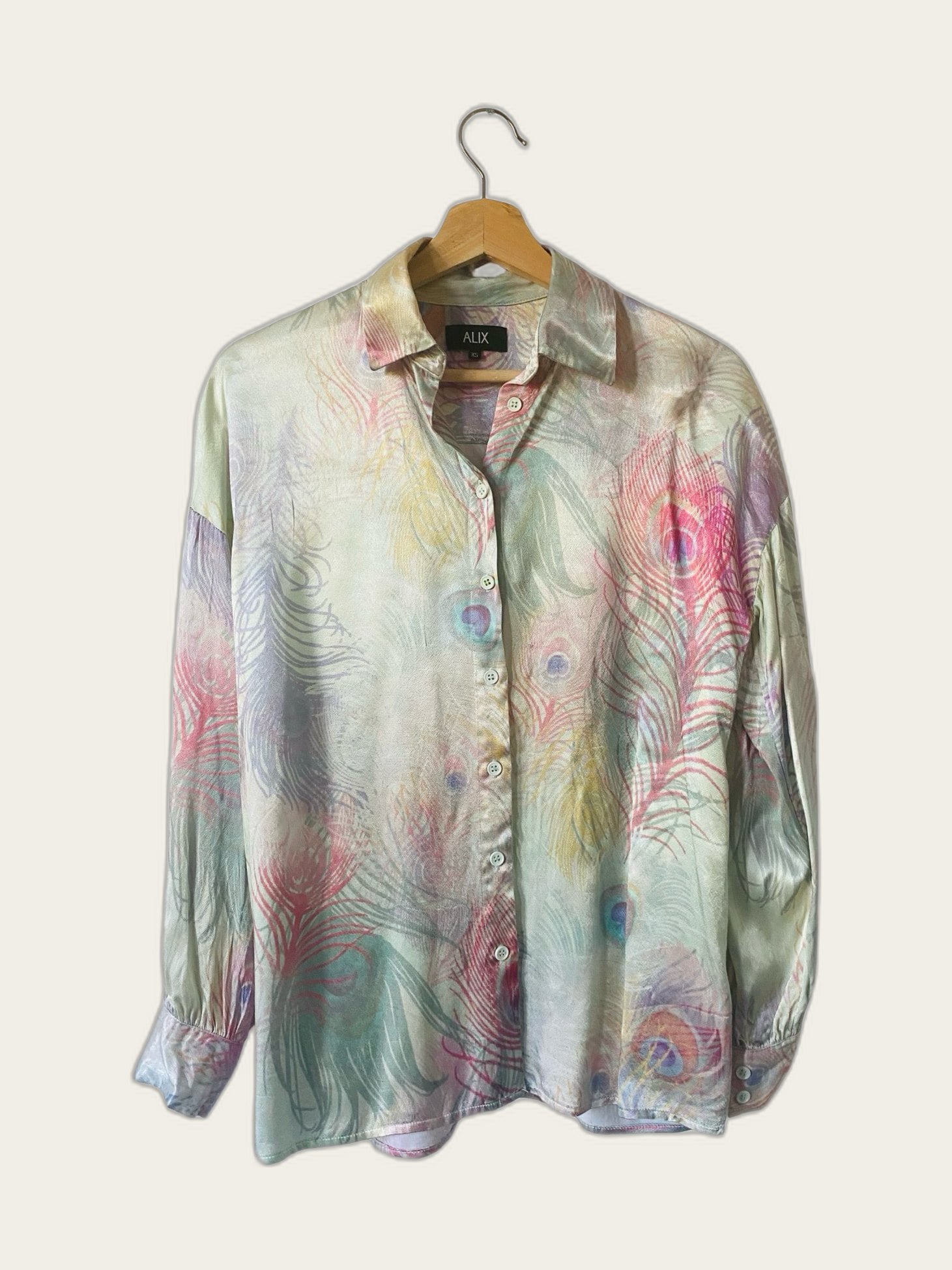Satijnen oversized blouse print lange mouw
