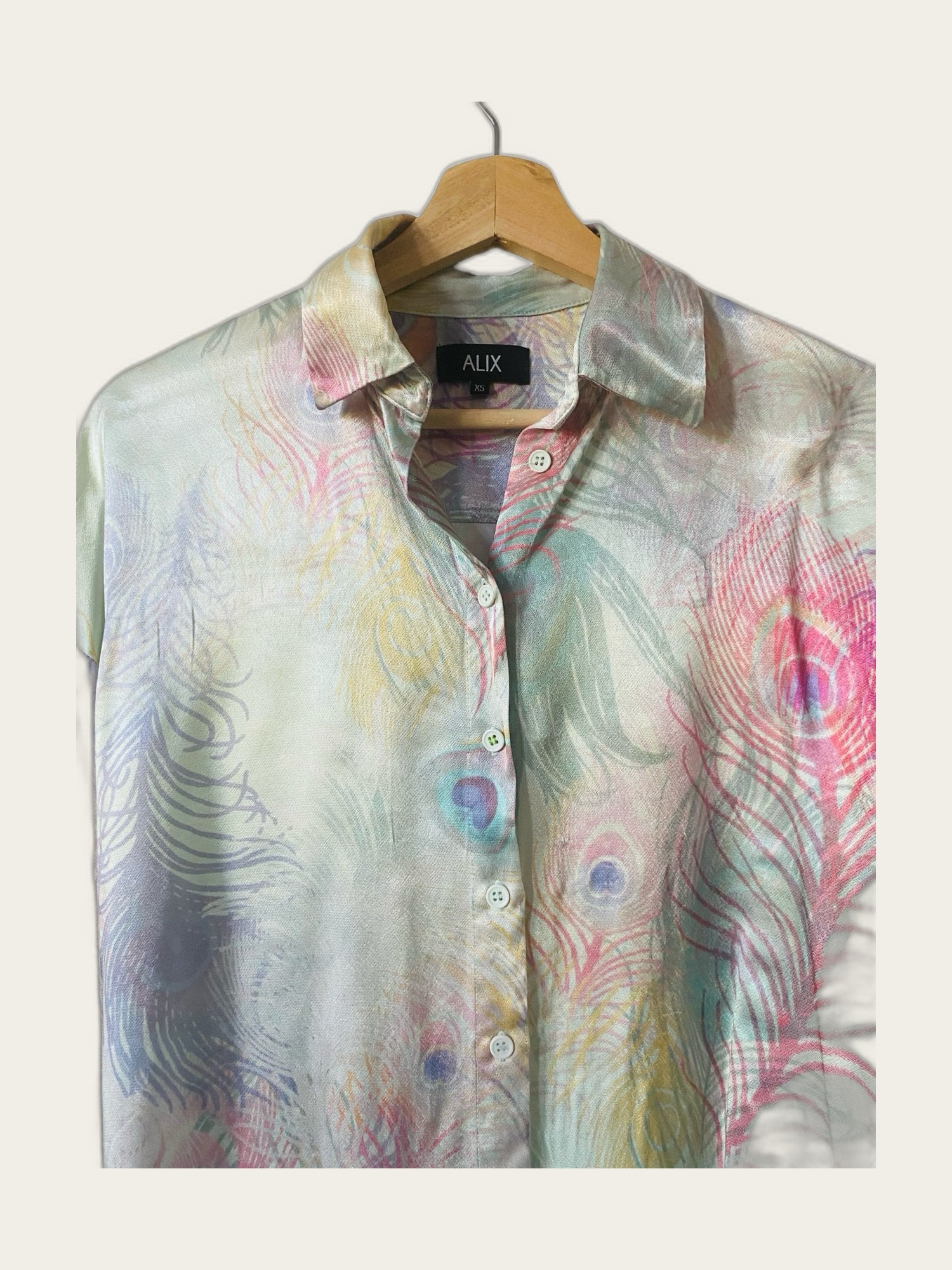 Satijnen oversized blouse print lange mouw