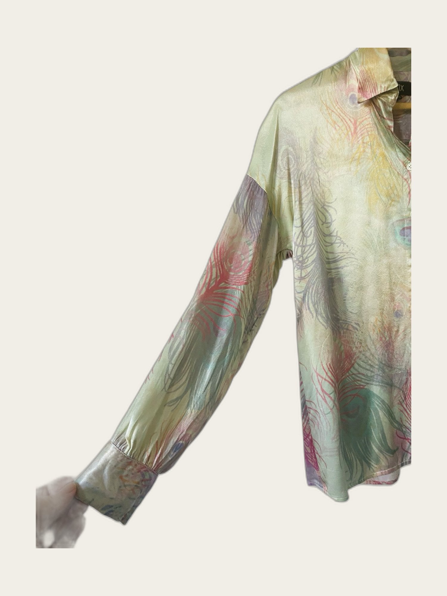 Satijnen oversized blouse print lange mouw