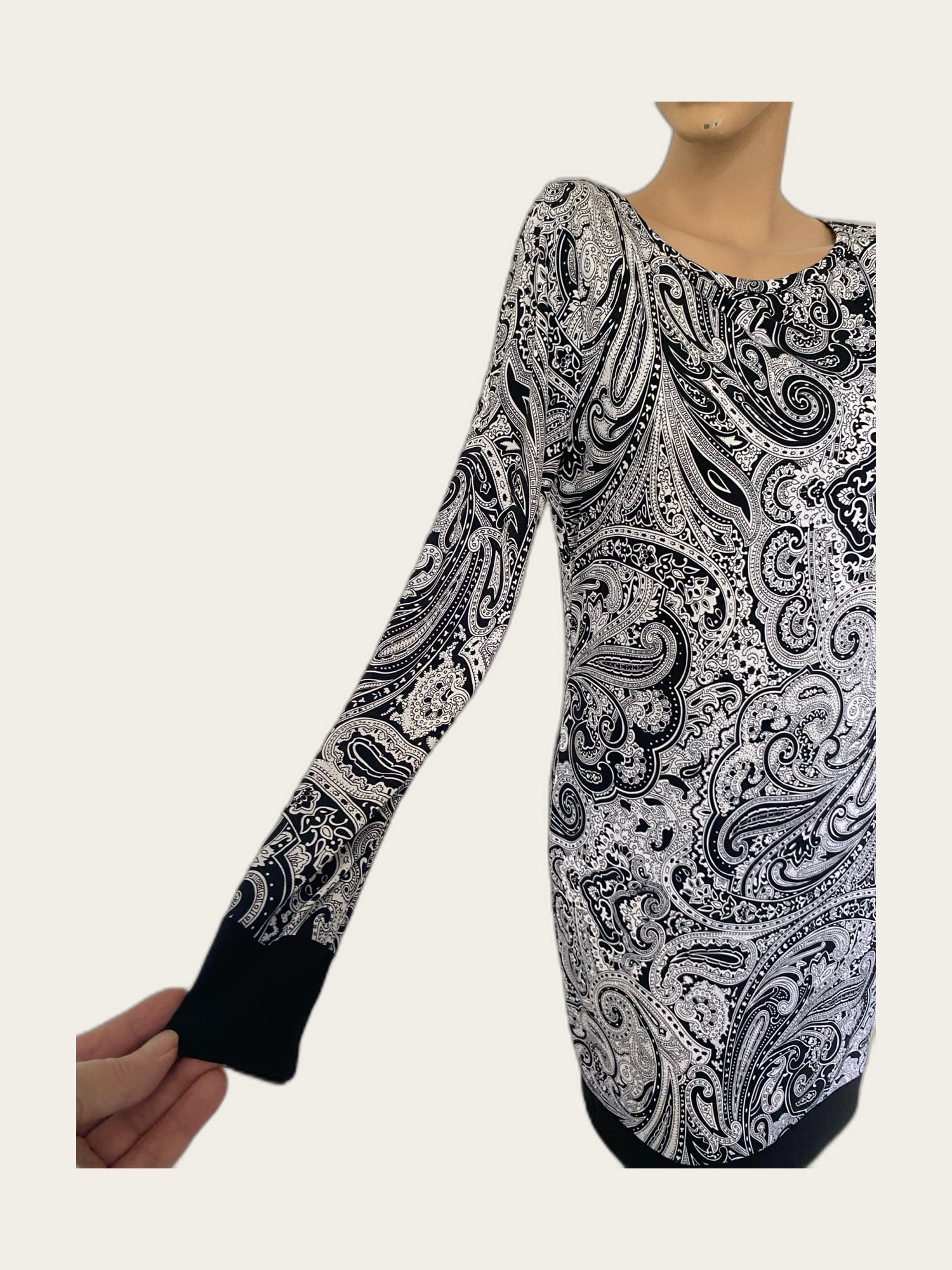 Jersey jurk Paisley lange mouw