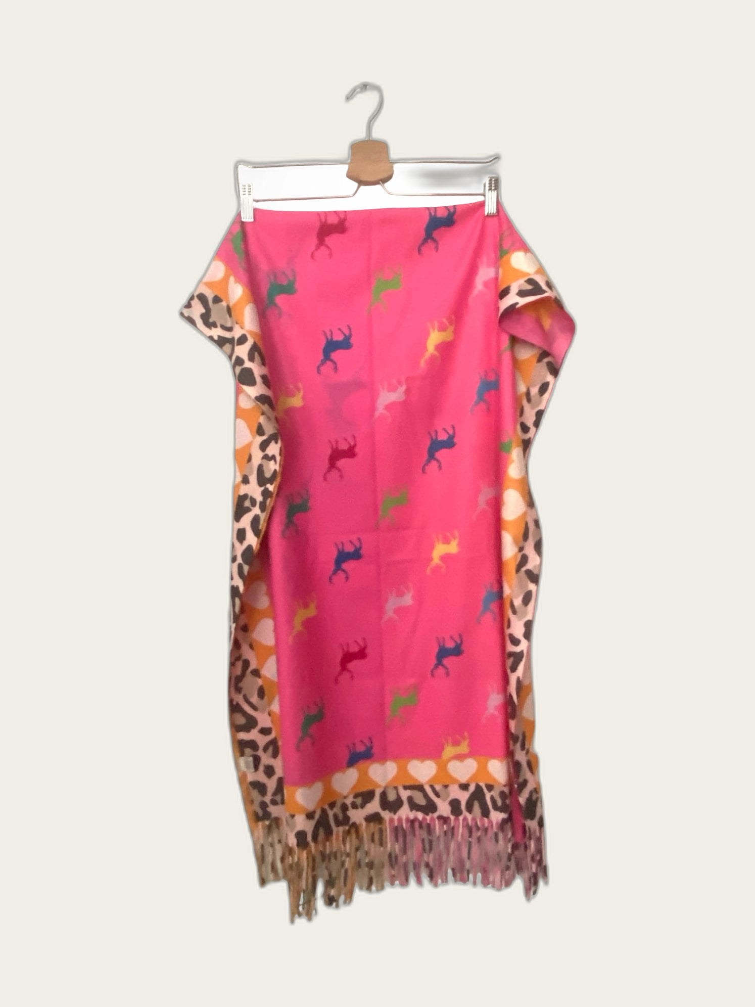 Zachte sjaal met print & franjes